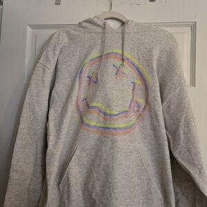 NIRVANA Gray Hoodie with Colorful Smiley Design